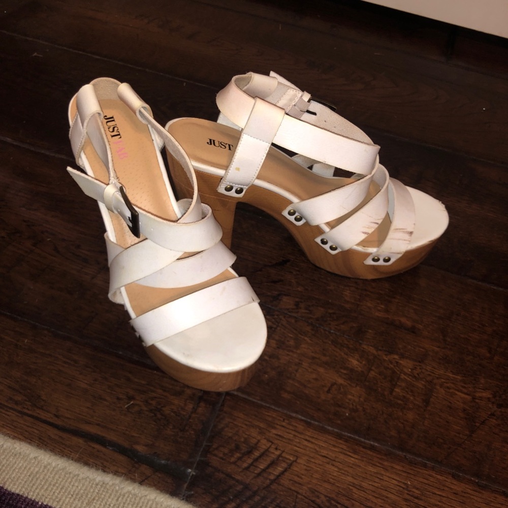 White strapy heels